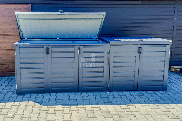 Ogłoszenie - Zabudowa koszy na śmieci wiata śmietnikowa obudowa kubłów 345x80x120 cm 5x240L antracyt TS957 - Sanok - 6 490,00 zł