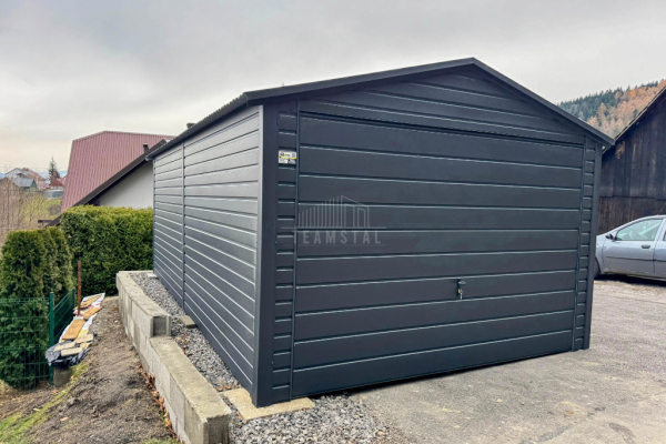 Ogłoszenie - Garaż blaszany 3,5x6m - Brama uchylna - Antracyt - dach dwuspadowy TS973 - Elbląg - 7 300,00 zł