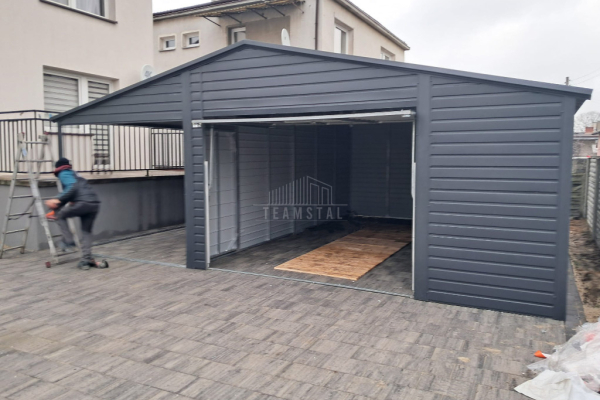 Ogłoszenie - Garaż blaszany 5x6m + wiata 4m - Brama uchylna - antracyt - dach dwuspadowy TS977 - Gdańsk - 17 600,00 zł