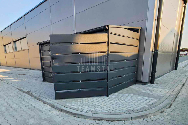 Ogłoszenie - Wiata śmietnikowa - Schowek 4x2m - Brama dwuskrzydłowa - Zabudowany panelami  Antracyt - rynny - TS934 - Sieradz - 10 950,00 zł