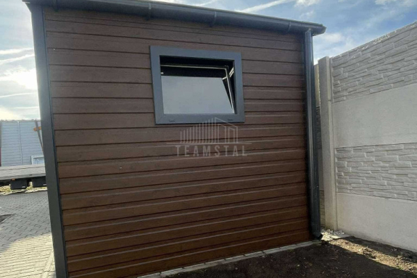 Ogłoszenie - Schowek domek ogrodowy 5x2,5m drzwi 2x okno - Ciemny orzech drewnopodobny antracyt rynny dach dwuspadowy TS1003 - Opole - 7 150,00 zł