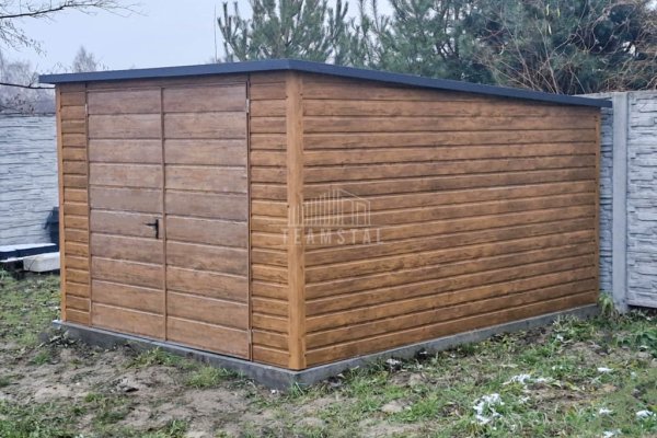 Ogłoszenie - Schowek - domek ogrodowy 3x4m - Brama dwuskrzydłowa - okno - jasny orzech - drewnopodobny - dach spad w tył TS929 - Toruń - 5 250,00 zł