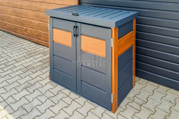 Ogłoszenie - Zabudowa koszy na śmieci wiata śmietnikowa obudowa kubłów 120x65x110 cm 2x120L antracyt + złoty dąb TS952 - Nysa - 2 450,00 zł