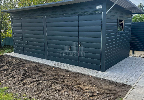 Ogłoszenie - Garaż blaszany - Schowek - 6x3m 2x brama uchylna - 2x okno - 2x drzwi - antracyt - dach spad w tył TS1006 - Rzeszów - 13 990,00 zł