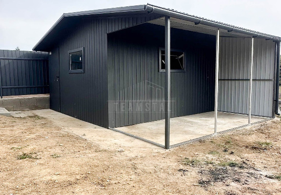Ogłoszenie - Garaż blaszany Domek ogrodowy Schowek 4x6m + Wiata 2x6m  Drzwi 2x Okno Antracyt Rynny Dach dwuspadowy TS1005 - Katowice - 13 990,00 zł