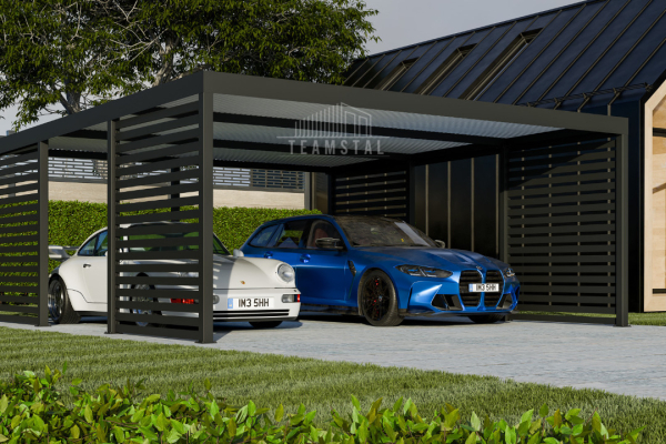 Ogłoszenie - CarPort PREMIUM - Wiata samochodowa 6x5,5 Antracyt Zabudowa - TS1033 - Kościerzyna - 18 600,00 zł