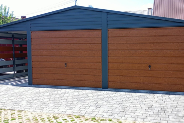 Ogłoszenie - Garaż Blaszany Wiata Panelowa 8x6 ciemny grafit + złoty dąb PREMIUM - Nowy Targ - 14 600,00 zł