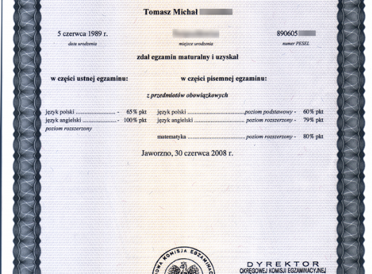 Ogłoszenie - Kupie świadectwo Maturalne z wpisem, Kupie świadectwo technikum z wpisem, Kupie świadectwo zawodówki z wpisem - Warmińsko-mazurskie - 800,00 zł