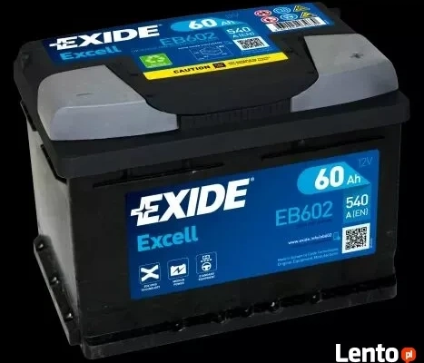 Ogłoszenie - Akumulator 60Ah 540A EN Exide Excell EB602 PRAWY PLUS - Mazowieckie - 299,00 zł