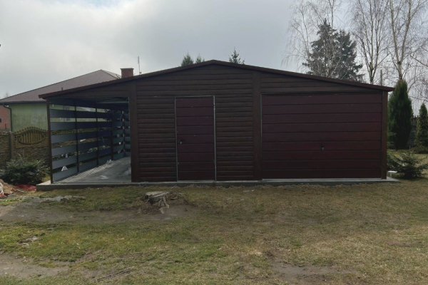 Ogłoszenie - Garaż Blaszany 6x5 + Wiata 2x5 Drewnopodobny Premium Dach Dwuspadowy - Jasło - 12 900,00 zł