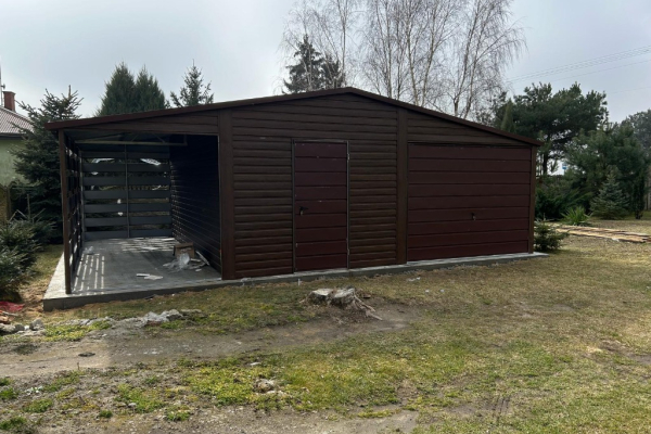 Ogłoszenie - Garaż Blaszany 6x5 + Wiata 2x5 Drewnopodobny Premium Dach Dwuspadowy - Jasło - 12 900,00 zł