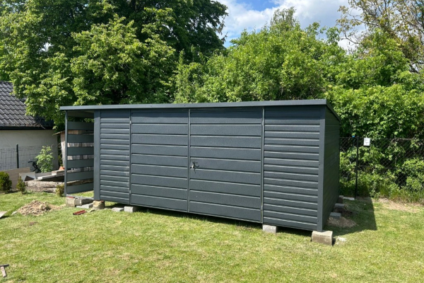 Ogłoszenie - Garaż Schowek Ogrodowy 5×3 + 1×3 wiata Panelowa ciemny grafit MAT - Ostróda - 6 200,00 zł