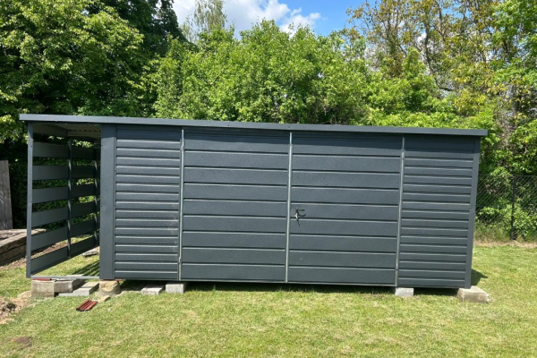 Ogłoszenie - Garaż Schowek Ogrodowy 5×3 + 1×3 wiata Panelowa ciemny grafit MAT - Ostróda - 6 200,00 zł