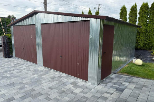 Ogłoszenie - Garaż blaszany 7×5 m dwuspadowy ocynk Ciemny Brąz montaż gratis - Mogilno - 9 200,00 zł