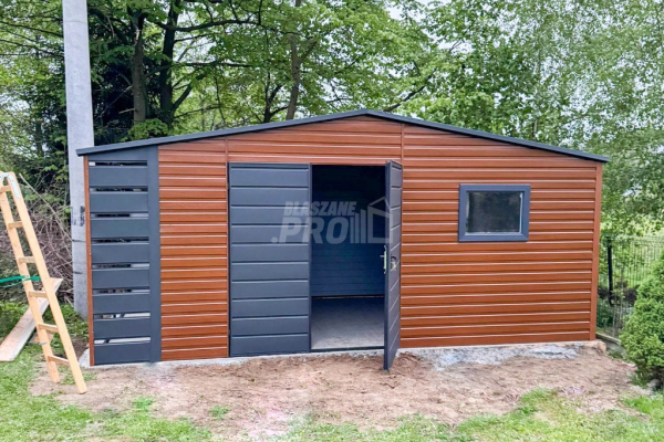 Ogłoszenie - Schowek - Domek Ogrodowy 5,5x3m + wiata 0,5m - Brama - okno - złoty dąb - dach dwuspadowy GP555 - Bydgoszcz - 9 890,00 zł