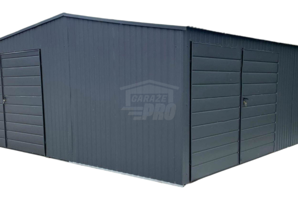 Ogłoszenie - Garaż blaszany 7x7,5m + wnęka 2,5m - 2x brama dwuskrzydłowa - 2x okno - antracyt -  dach dwuspadowy  GP481 - Poznań - 16 300,00 zł