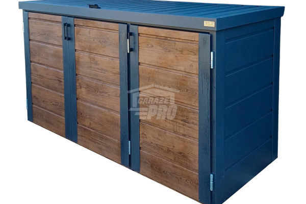 Ogłoszenie - Zabudowa koszy na śmieci wiata śmietnikowa obudowa kubłów 207x80x120 cm 3x240L antracyt + jasny orzech GP512 - Sieradz - 3 450,00 zł