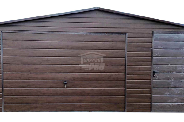 Ogłoszenie - Garaż blaszany 5,5x6m - Brama uchylna - drzwi - Ciemny orzech - drewnopodobny - dach dwuspadowy GP520 - Sopot - 12 990,00 zł