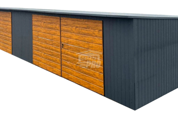 Ogłoszenie - Rząd garaży Garaż blaszany 18x5m 3x brama dwuskrzydłowa drzwi drewnopodobny dach GP525 - Gryfice - 22 900,00 zł