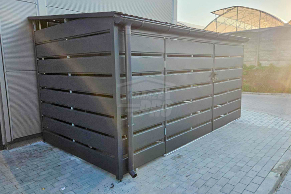 Ogłoszenie - Wiata śmietnikowa - Schowek 4x2m - Brama dwuskrzydłowa - Zabudowany panelami  Antracyt - rynny  GP491 - Mysłowice - 10 950,00 zł