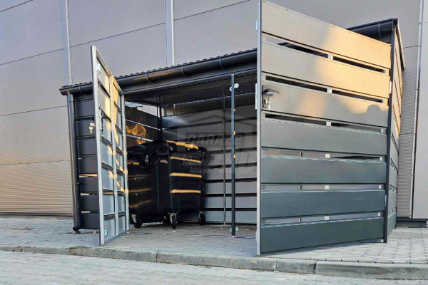Ogłoszenie - Wiata śmietnikowa - Schowek 4x2m - Brama dwuskrzydłowa - Zabudowany panelami  Antracyt - rynny  GP491 - Mysłowice - 10 950,00 zł