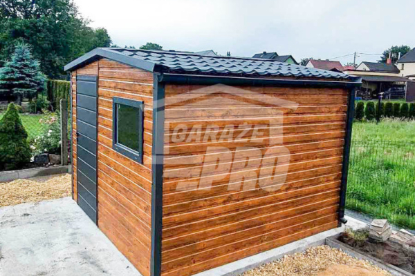 Ogłoszenie - Schowek domek ogrodowy 3x4m drzwi okno drewnopodobny  blachodachówka rynny dach GP462 - Mrągowo - 6 590,00 zł