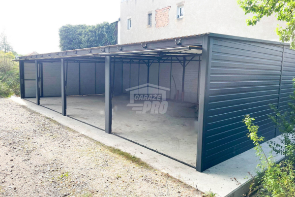 Ogłoszenie - Rząd garaży Garaż blaszany 12x6m 4x brama uchylna drzwi  drewnopodobny dach spad w przód  GP482 - Kalisz - 25 950,00 zł