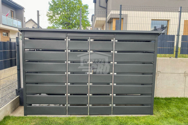 Ogłoszenie - Wiata śmietnikowa dach prosty 4x0,6m 2x furtka -  Antracyt GP557 - Nowogard - 3 800,00 zł