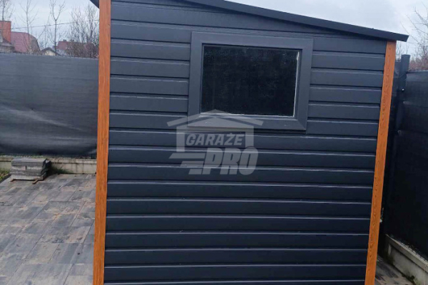 Ogłoszenie - Schowek - domek ogrodowy 2x2m + wiata 1m - Drzwi - okno - antracyt - dach spad w tył  GP516 - Słupsk - 4 390,00 zł