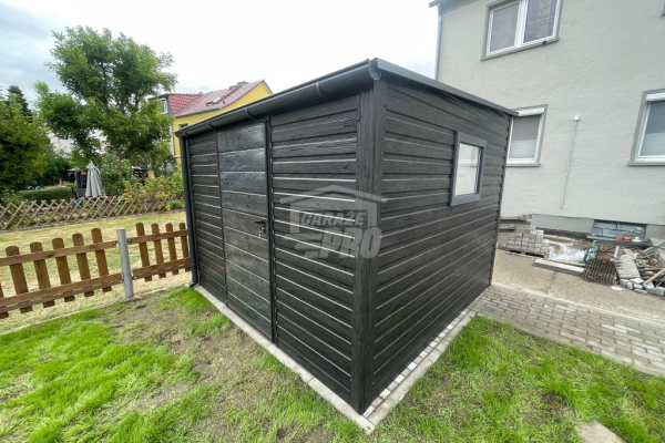 Ogłoszenie - Schowek Garaż blaszany 3x3,5m Brama uchylna drzwi okno rynny Dach spad w tył  GP486 - Radom - 6 550,00 zł