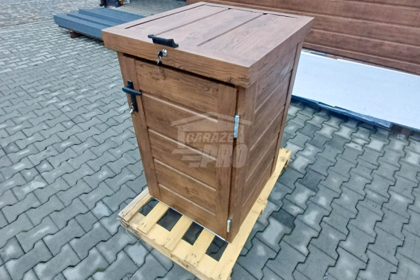 Ogłoszenie - Zabudowa kosza na śmieci wiata śmietnikowa obudowa kubła 80x70x120 cm 1x240L ciemny orzech GP508 - Malbork - 1 500,00 zł