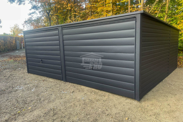 Ogłoszenie - Garaż Blaszany 6x5m - 2x brama uchylna - antracyt - dach spad w tył GP523 - Tczew - 9 990,00 zł