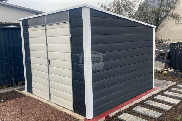 Ogłoszenie - Schowek - domek ogrodowy 2,5x3m - brama dwuskrzydłowa - świetlik - antracyt - biały - dach spad w tył GP527 - Kłodzko - 4 100,00 zł