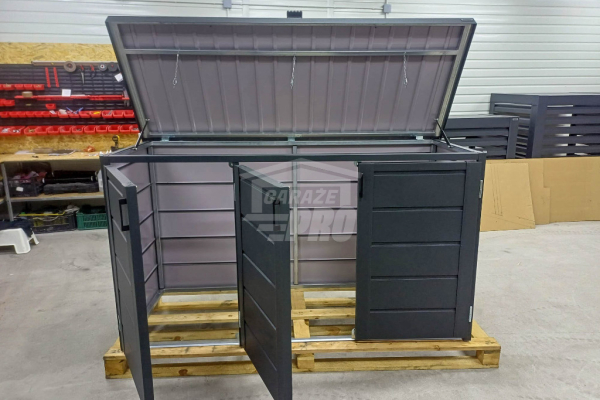 Ogłoszenie - Zabudowa koszy na śmieci wiata śmietnikowa obudowa kubłów 207x80x120 cm 3x240L antracyt GP543 - Kwidzyn - 3 450,00 zł