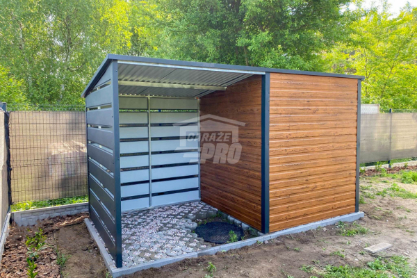 Ogłoszenie - Schowek - Domek Ogrodowy 2x2m + wiata 2m -  Drzwi  - jasny orzech - dach spad w tył GP547 - Zgorzelec - 4 600,00 zł