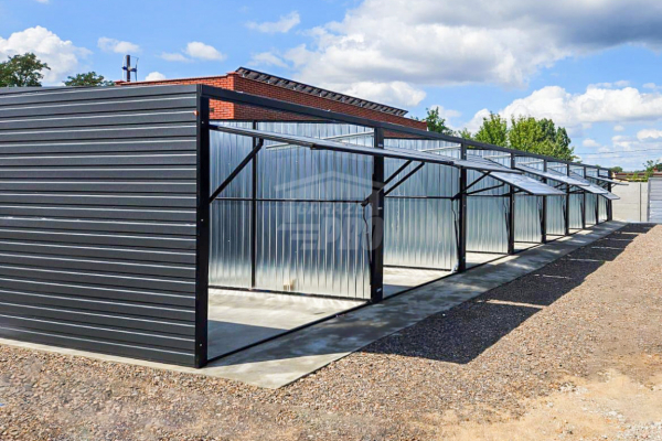 Ogłoszenie - Rząd garaży 24x5m + wiata 2m - 8x brama uchylna  - antracyt - dach spad w przód GP488 - Tarnów - 48 500,00 zł