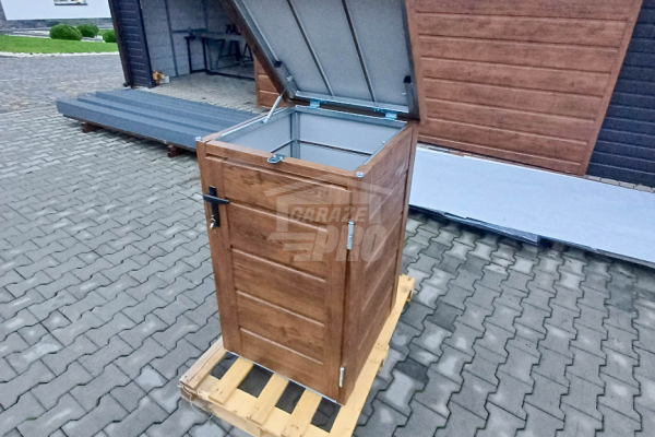 Ogłoszenie - Zabudowa kosza na śmieci wiata śmietnikowa obudowa kubła 80x70x120 cm 1x240L ciemny orzech GP508 - Malbork - 1 500,00 zł