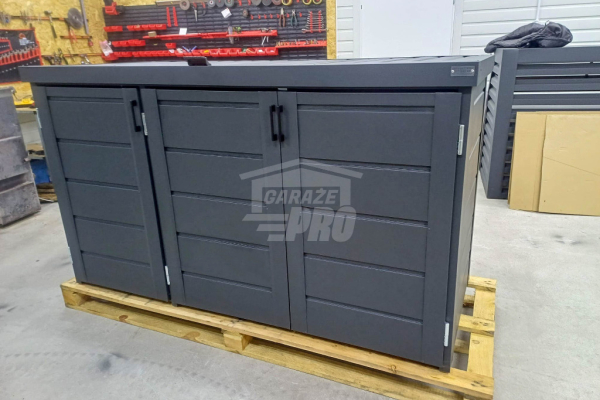 Ogłoszenie - Zabudowa koszy na śmieci wiata śmietnikowa obudowa kubłów 207x80x120 cm 3x240L antracyt GP543 - Kwidzyn - 3 450,00 zł