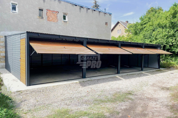 Ogłoszenie - Rząd garaży Garaż blaszany 12x6m 4x brama uchylna drzwi  drewnopodobny dach spad w przód  GP482 - Kalisz - 25 950,00 zł