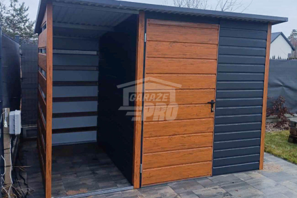 Ogłoszenie - Schowek - domek ogrodowy 2x2m + wiata 1m - Drzwi - okno - antracyt - dach spad w tył  GP516 - Słupsk - 4 390,00 zł