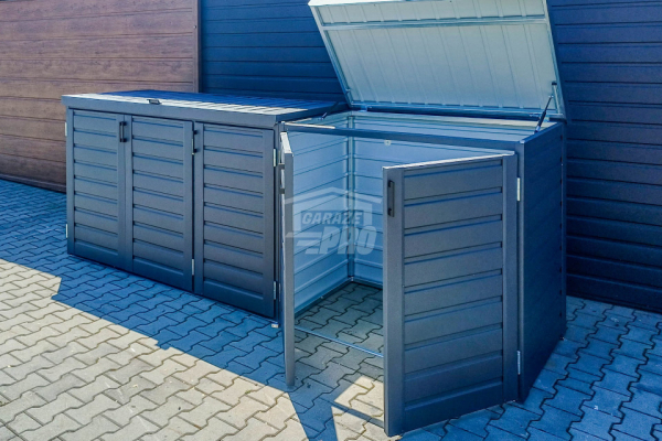 Ogłoszenie - Zabudowa koszy na śmieci wiata śmietnikowa obudowa kubłów 345x80x120 cm 5x240L antracyt GP514 - Szczecin - 6 490,00 zł