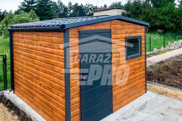 Ogłoszenie - Schowek domek ogrodowy 3x4m drzwi okno drewnopodobny  blachodachówka rynny dach GP462 - Mrągowo - 6 590,00 zł
