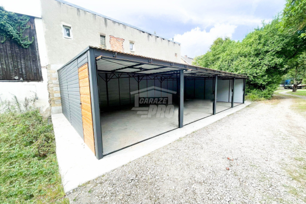 Ogłoszenie - Rząd garaży Garaż blaszany 12x6m 4x brama uchylna drzwi  drewnopodobny dach spad w przód  GP482 - Kalisz - 25 950,00 zł