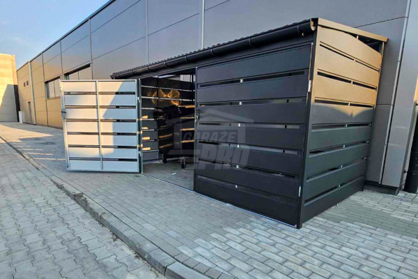 Ogłoszenie - Wiata śmietnikowa - Schowek 4x2m - Brama dwuskrzydłowa - Zabudowany panelami  Antracyt - rynny  GP491 - Mysłowice - 10 950,00 zł