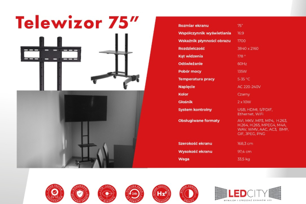 Ogłoszenie - Wynajem Telewizorów 75 i 55 cali na Statywach - Nowy Sącz - 1,00 zł