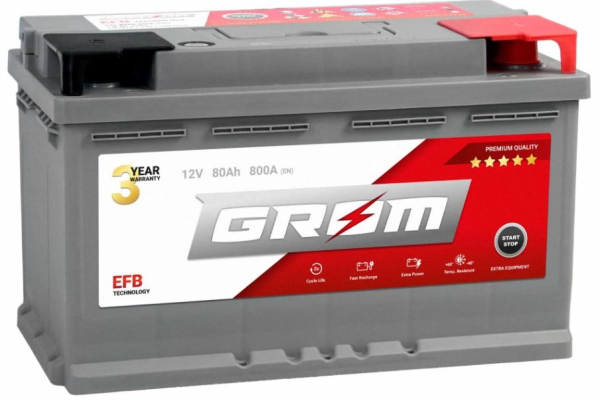 Ogłoszenie - Akumulator 80Ah 800A Grom Efb Start&Stop Prawy Plus - Kalisz - 600,00 zł