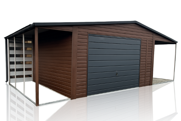 Ogłoszenie - Garaż Blaszany drewnopodobny z wnęką 5.5x5m + 1.5x5m wiata Panelowa - Łódź - 13 100,00 zł