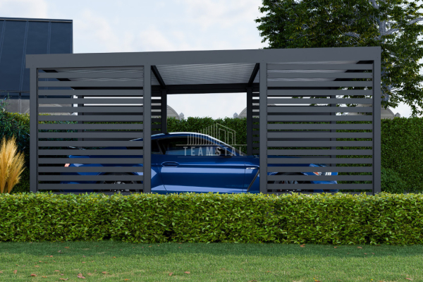 Ogłoszenie - CarPort PREMIUM - Wiata samochodowa 4x5 Antracyt Zabudowa - TS1040 - Lubin - 11 390,00 zł