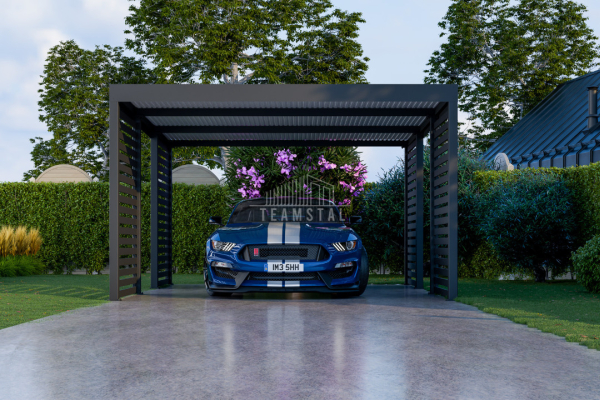 Ogłoszenie - CarPort PREMIUM - Wiata samochodowa 4x5 Antracyt Zabudowa - TS1040 - Lubin - 11 390,00 zł