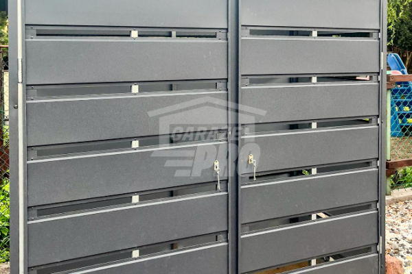 Ogłoszenie - Wiata śmietnikowa 2x1m - 2x drzwi - zabudowana panelami - Antracyt - dach spad w tył GP585 - Elbląg - 4 100,00 zł